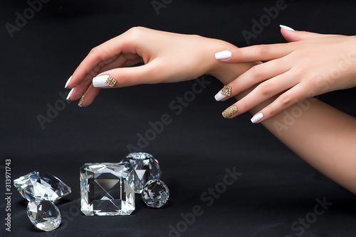 nail designe and crystals Tableau sur Toile