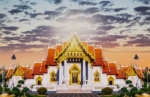 Marble Temple of Bangkok, Thailand, Wat Benchamabophit, Bangkok, Amazing Thailan Canvas Print