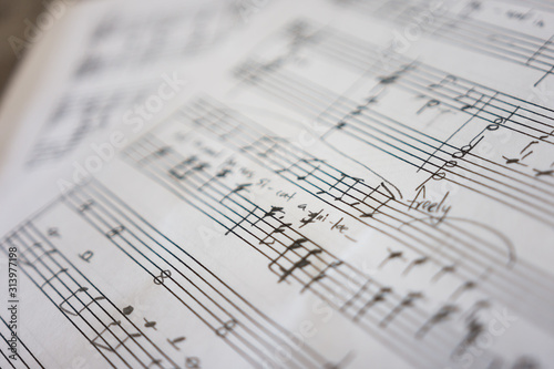 Cuadros en Lienzo Handwritten sheet music on clean white paper