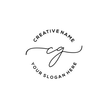 Initial letter CG Signature handwriting Logo Vector