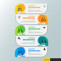 infographics template 5 options with rectangle banner, can be used for workflow layout, diagram, web