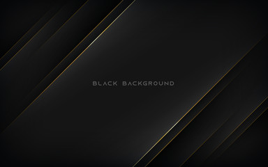 Poster - Modern abstract black background with gold line composition