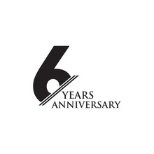 6th Year Anniversary Emblem Logo Design Vector Template