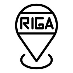 Poster - Riga location icon. Outline Riga location vector icon for web design isolated on white background