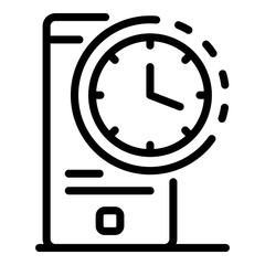 Poster - Smartphone time clock icon. Outline smartphone time clock vector icon for web design isolated on white background