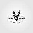 vintage cool deer head logo vector emblem illustration design