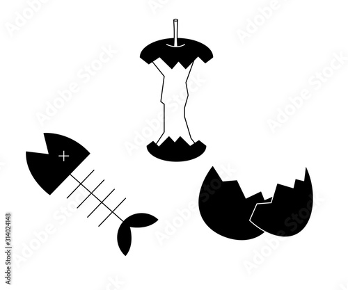 生ゴミ 魚の骨 リンゴの芯 卵の殻 のアイコン Buy This Stock Illustration And Explore Similar Illustrations At Adobe Stock Adobe Stock