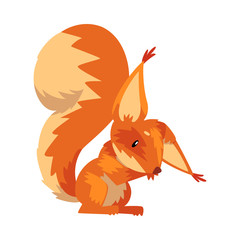 Sticker - Cute Funny Squirrel, Little Orange Rodent Animal Cartoon Character Vector illustration