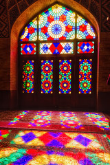 Wall Mural - SHIRAZ, IRAN - NOVEMBER 21, 2016: Nasir al-Mulk mosque or Pink mosque, Shiraz, Iran. It was built in 1888 and is known in Persian as Masjed-e Naseer ol Molk.