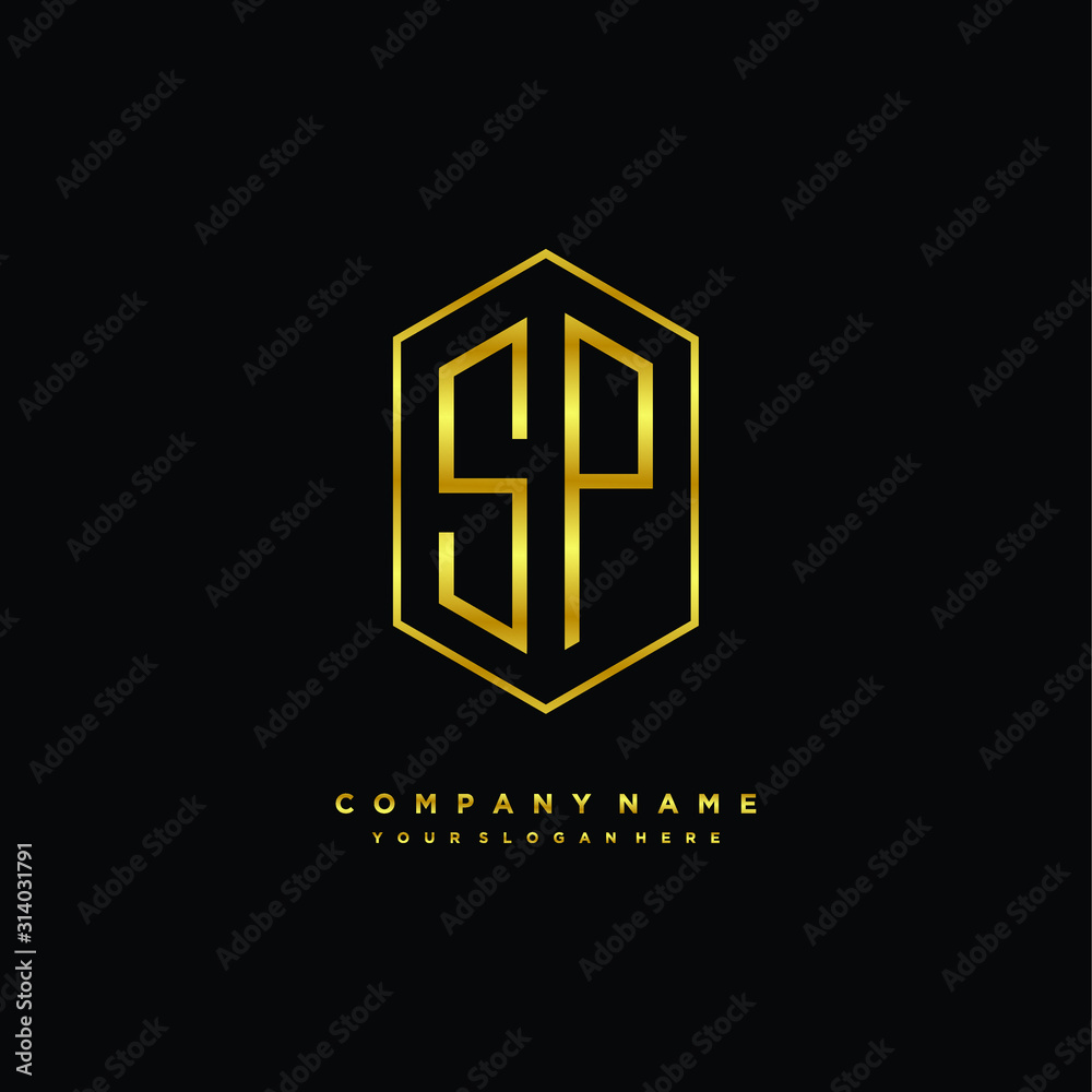 Letter SP logo minimalist luxury gold color Stock Vector | Adobe Stock