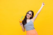 © Atstock Productions - Happy woman in summer casual clothes with glass of fruit juice drink
