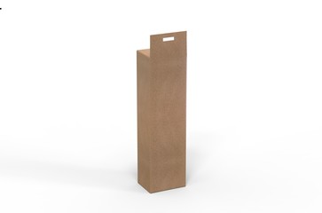 Wall Mural - Kraft brown paper Box packaging with Hang Tab mockup, 3d illustration