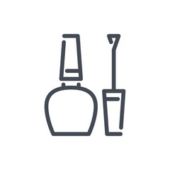 Poster - Nail polish line icon. Polish bottle vector outline sign.