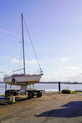 Wall Mural - sailboat pleasure boats are on the dock of the port to be revised