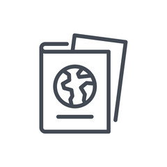 Poster - Passport line icon. Identification document with flight ticket vector outline sign.