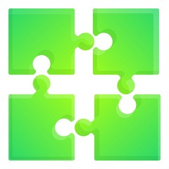 Poster - Green puzzle icon. Cartoon of green puzzle vector icon for web design isolated on white background