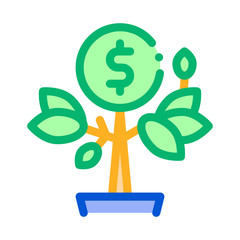 Canvas Print - Money Tree Pot Icon Vector. Outline Money Tree Pot Sign. Isolated Contour Symbol Illustration