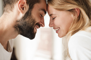 close up of a beautiful happy young couple relaxing