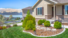 Pano Home With Landscaped Garden Overlooking Utah Lake And Snowy Mount Timpanogos