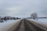 Fototapeta Na sufit - Winter rural road in the Ulyanovsk region in Russia.