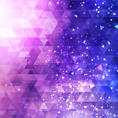 Wall Mural - Colorful abstract triangles background with scattered particles.