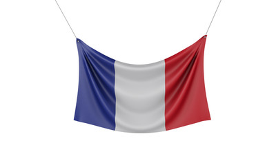 Wall Mural - France national flag hanging fabric banner. 3D Rendering