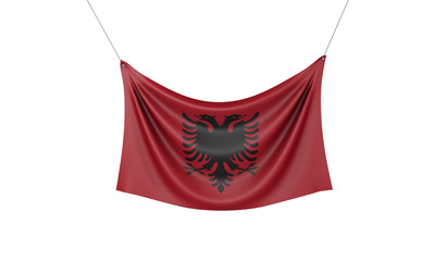 Wall Mural - Albania national flag hanging fabric banner. 3D Rendering