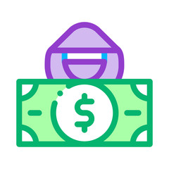 Sticker - Fake Banknote Fraudster Icon Vector. Outline Fake Banknote Fraudster Sign. Isolated Contour Symbol Illustration