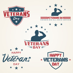 Wall Mural - Set of vintage latter Happy Veterans day concept background