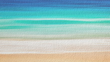 Watercolor Illustration Of Sand Beach And Sea. Artistic Natural Painting Abstract Background.