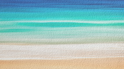Poster - Watercolor illustration of sand beach and sea. Artistic natural painting abstract background.