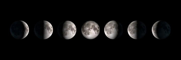 Wall Mural - moon phases, panoramic composite image. elements of this image are provided by nasa