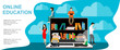 © mitay20 - Education, online training courses, distance education flat illustration. Internet studying, online book, tutorials, e-learning, online education design for mobile and web graphics