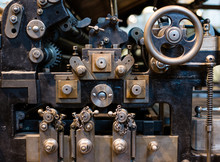 Close-up View Of An Old Printing Machine