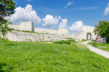 Wall Mural - Partially reconstructed walls and main gate of the Shumen fortress, Bulgaria