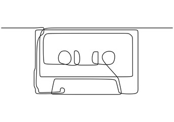 Wall Mural - one continuous line drawing cassette tape ribbon vector illustration minimalist design single line art