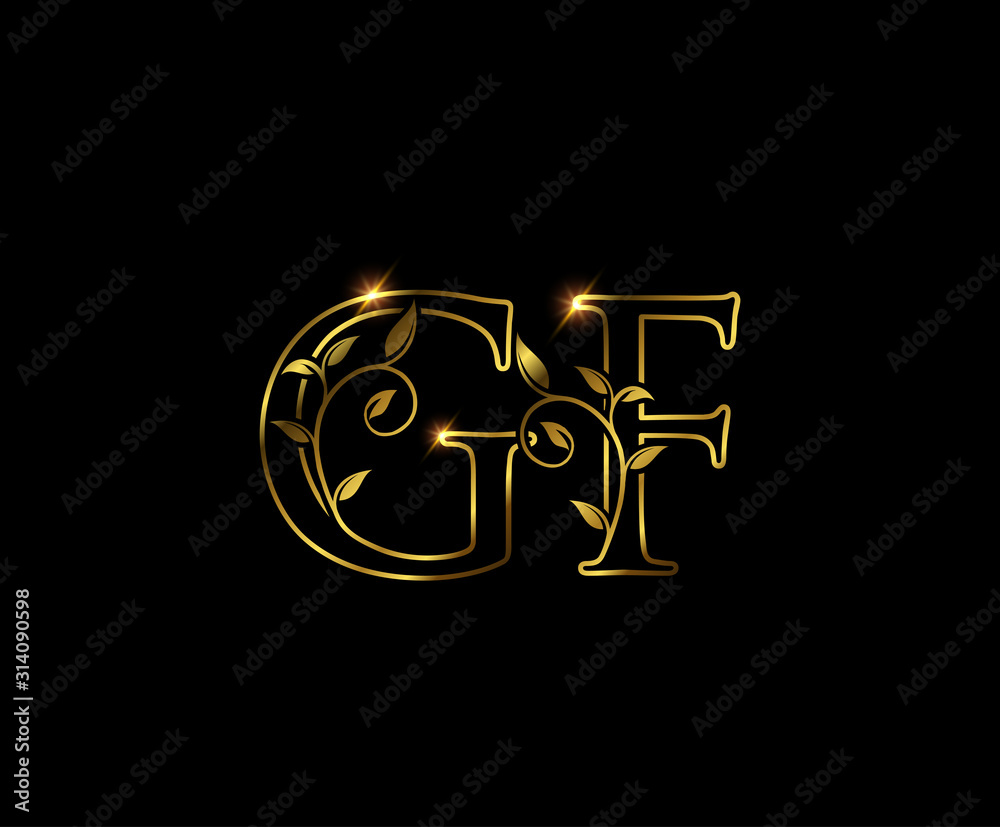 Gf Icon Letters Golden G, F and GF Luxury Letter Logo Icon Stock Vector | Adobe Stock