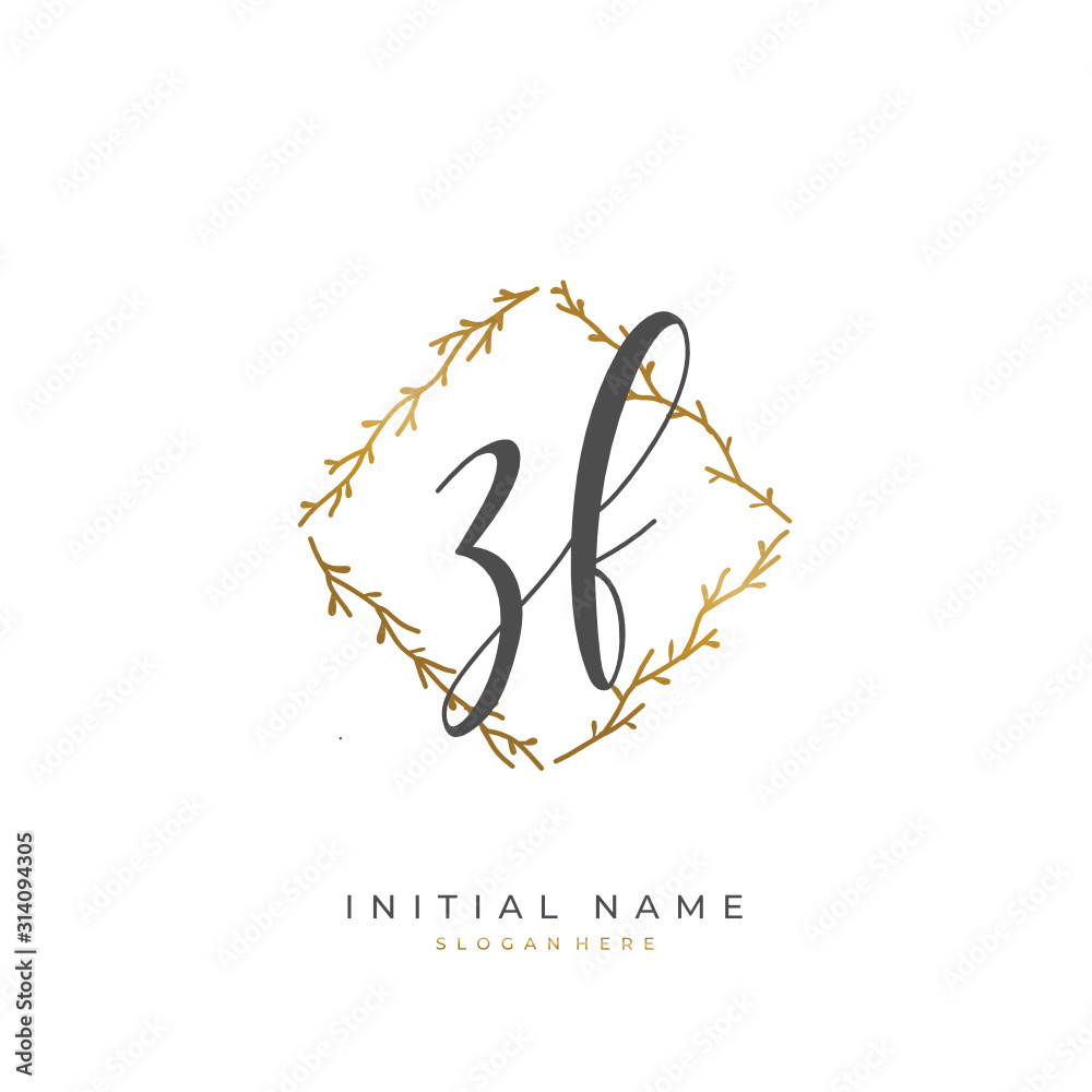 Handwritten initial letter Z F ZF for identity and logo. Vector logo ...