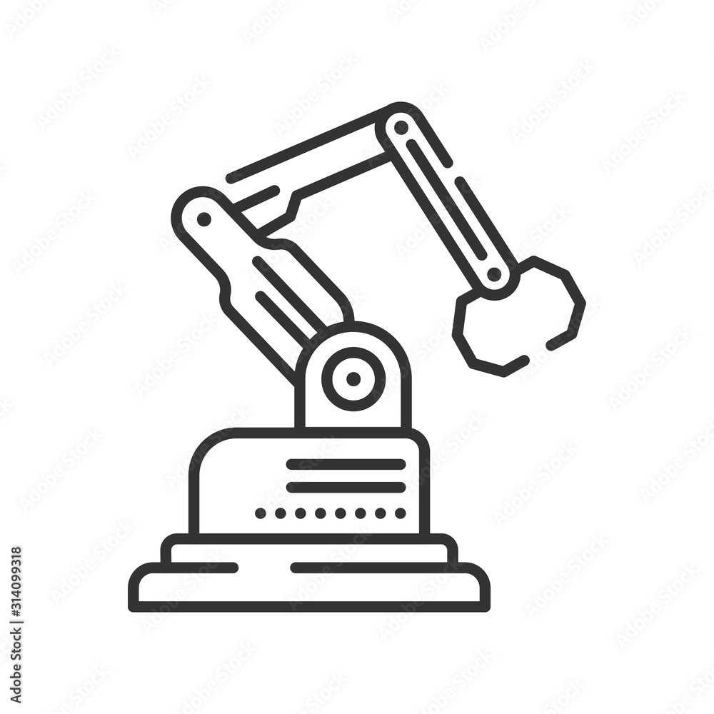 Industrial robot black line icon. Smart manufacturing. Innovation in ...