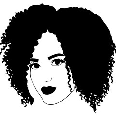 Afro Woman  with Curly Bob natural hair, African American Black Woman with curly hair, cut files - cricut, black history month 