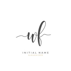 Wall Mural - Handwritten initial letter W F WF for identity and logo. Vector logo template with handwriting and signature style.