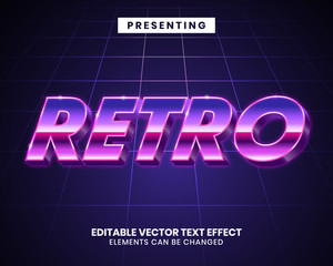 Fototapete - 3d metal Retrowave futuristic editable text effect