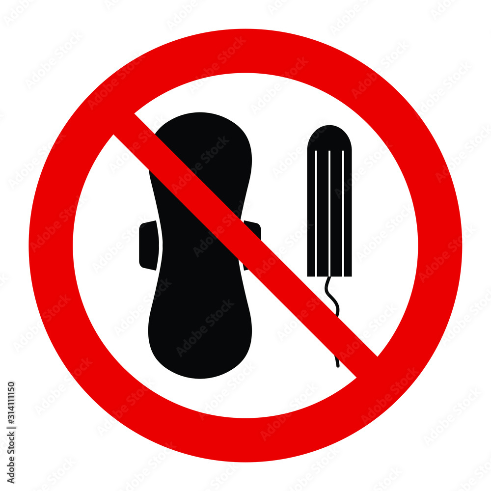 do not throw feminine sanitary pad and tampon icon prohibited sign. Stock  Vector | Adobe Stock