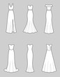 Wedding dress fashion flat illustration on the background