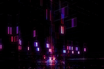Wall Mural - abstract digital futuristic neon purple blue background