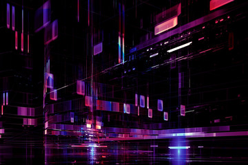 Wall Mural - abstract digital futuristic neon purple blue background