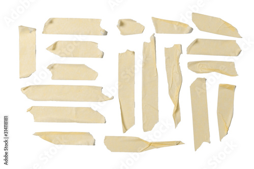 Cuadros en Lienzo Yellow sticky tape collection, duct strips isolated on white background