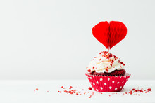 Red Velvet Cupcake To Celebrate Valentines Day