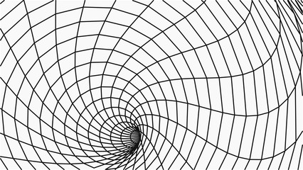 Poster - Abstract tunnel. Vector wormhole. 3D corridor mesh.