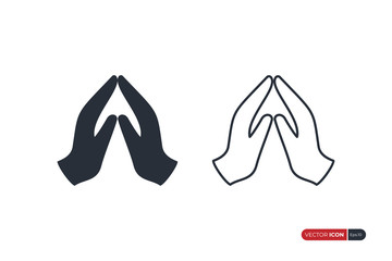 Praying Hands Icon isolated on white background. Fill and Outline Vector Icon Design Template Element